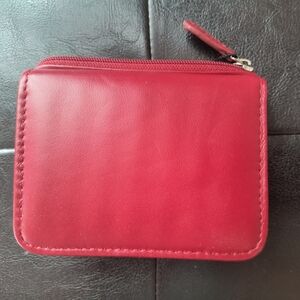NWT- Classic Red Leather Zip Wallet - Women